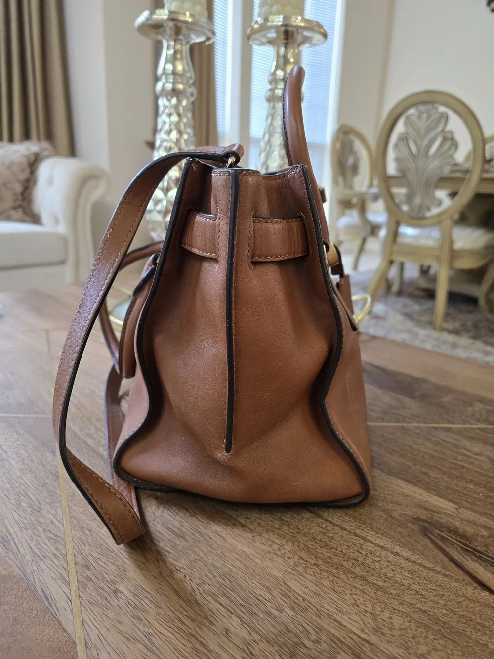 Brown Leather Satchel Handbag - Classic Women's Tote Michael  Kors